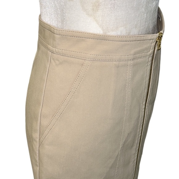 Diane Von Furstenberg Khaki Stretch Patch Pocket Zip Front Midi Pencil Skirt   4 - Picture 9 of 15